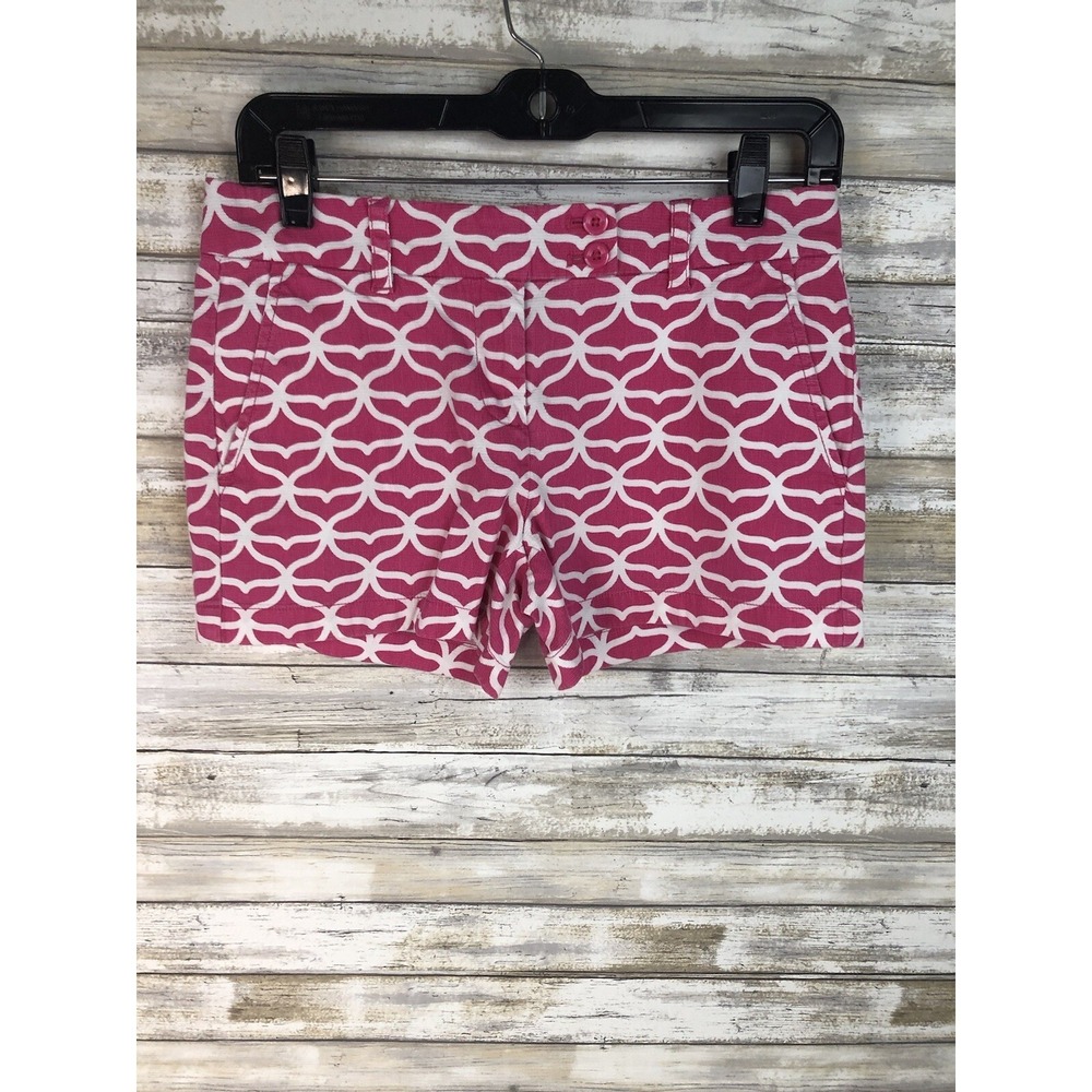 Vineyard Vines Shorts Sz 0 Pink White Whale Tail Cotton Spandex